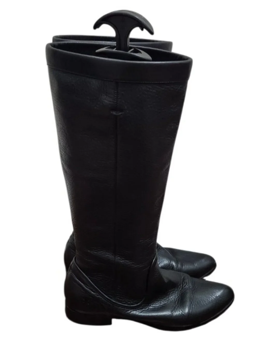 Frye Cindy Slouch Tall Riding Boots Black Pebbled Leather Knee High Women’s 8.5 - Picture 5 of 15